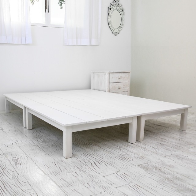 [White] BT 평상형 원목 침대 프레임 세트 Q (매트리스규격:1500)