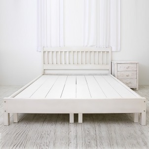 [미세스크래치A등급][White] 원목 평상형 침대 프레임 Q (매트리스규격:1500)