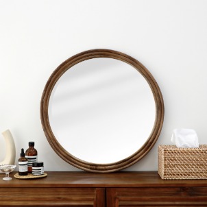 [스크래치A등급]라탄 등나무 빈티지 엔틱 라운드 거울