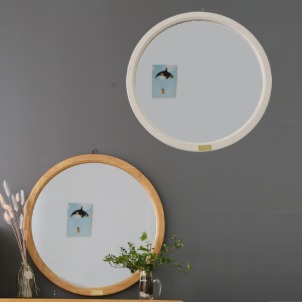 [스크래치A등급]바네스데코 로이든 고무나무 원목 원형 인테리어 벽걸이거울