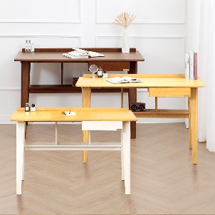 바네스데코 로이든 고무나무 원목 서재 서랍형 책상 테이블 1200