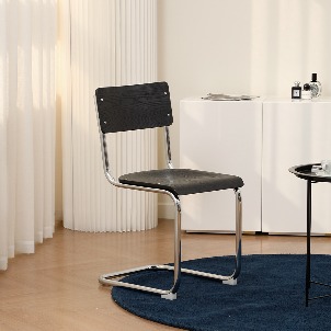 미드센츄리 린 카페 테라스 식탁 의자 스틸 체어 - 블랙